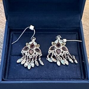 Elegant Vintage Liz Claiborne Muti-Color Chandelier Earrings w/Silver Tone Metal